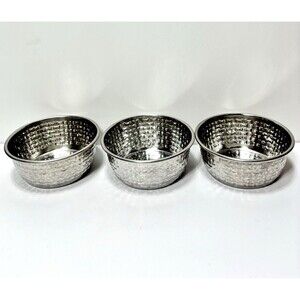 Silver Chrome Dog Bowls for Pets/Dogs by Dogit Mini Bone Design, 3 Set GUC As Is
